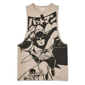 Batman Beige and Black Graphic Tank Top